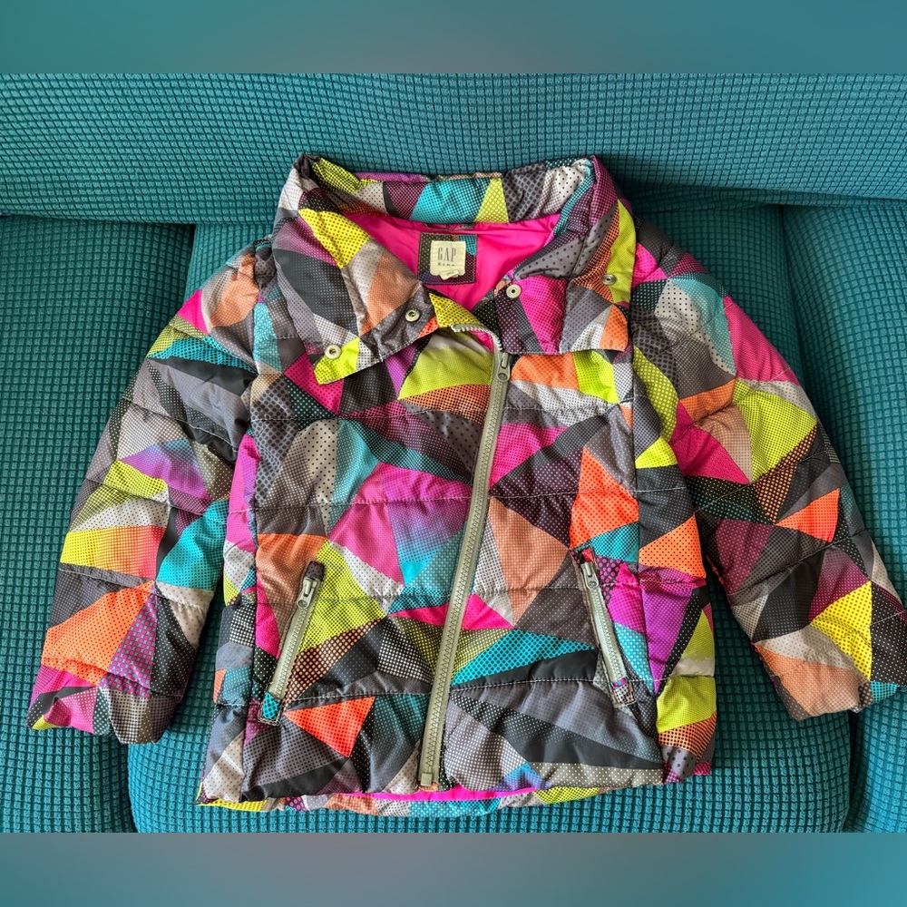 GAP Kids Multicolor Geometric Puffer Jacket